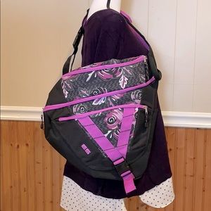 East sport crossbody bag black purple floral
